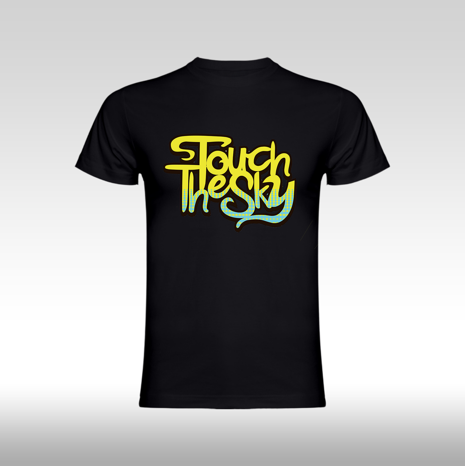 Tricou negru personalizat bumbac urban "Touch The Sky" streetwear
