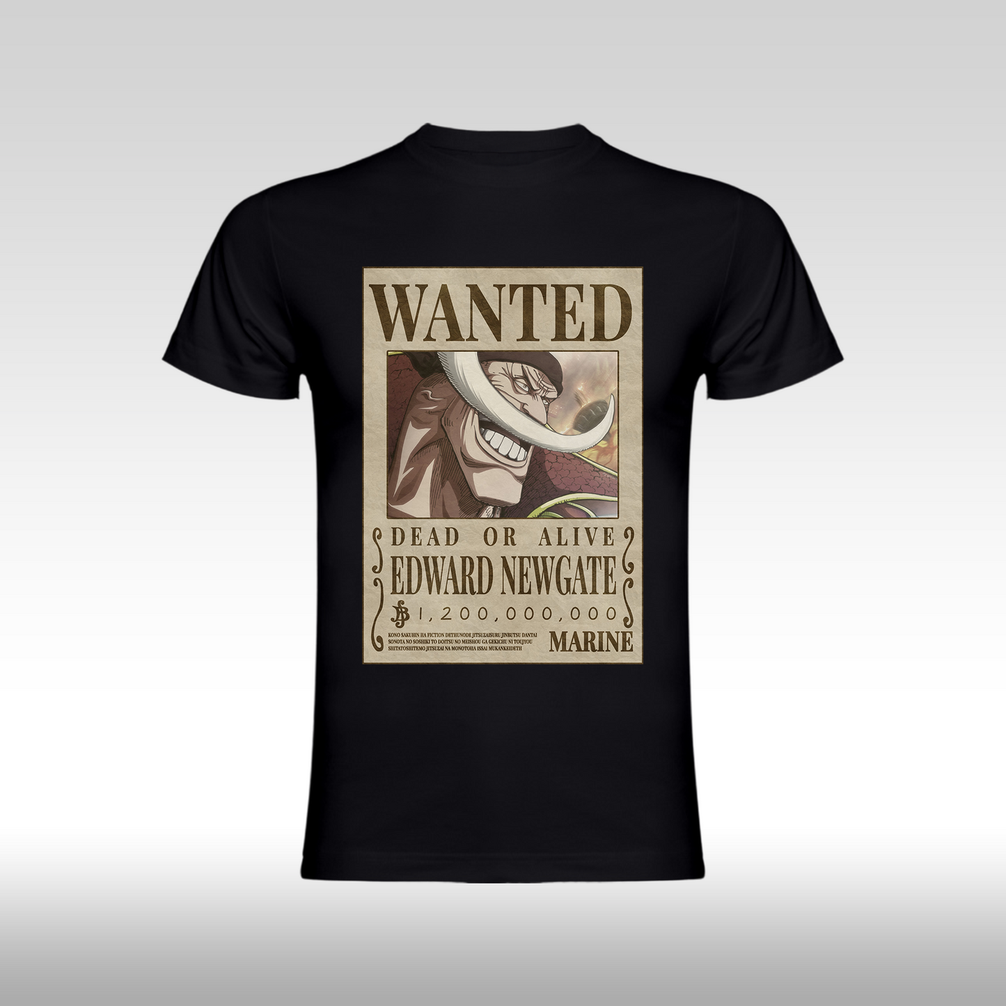 Tricou negru personalizat bumbac Fata anime "WANTED : Edward Newgate" streetwear
