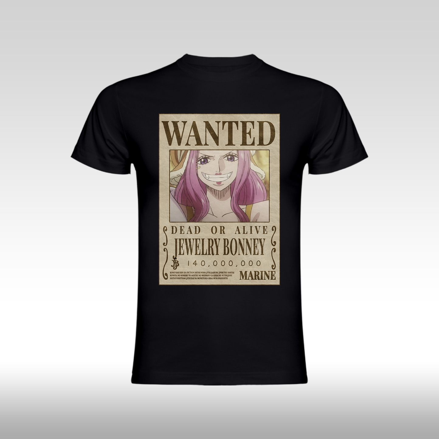 Tricou negru personalizat bumbac Fata anime "WANTED : Jewelry Bonney" streetwear
