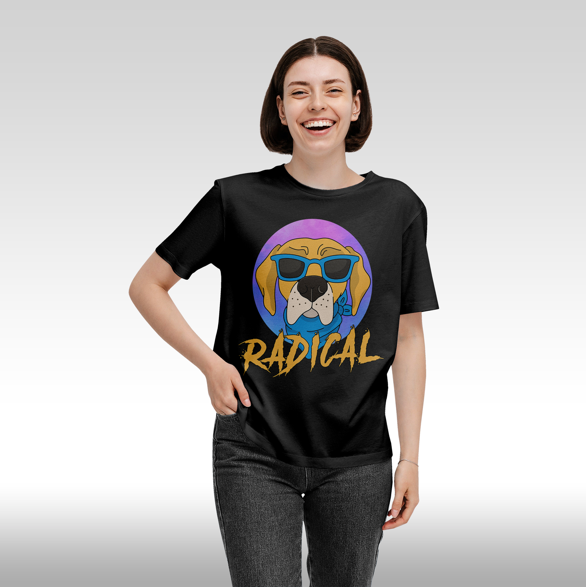 Tricou negru personalizat bumbac Fata dama urban "Radical" streetwear
