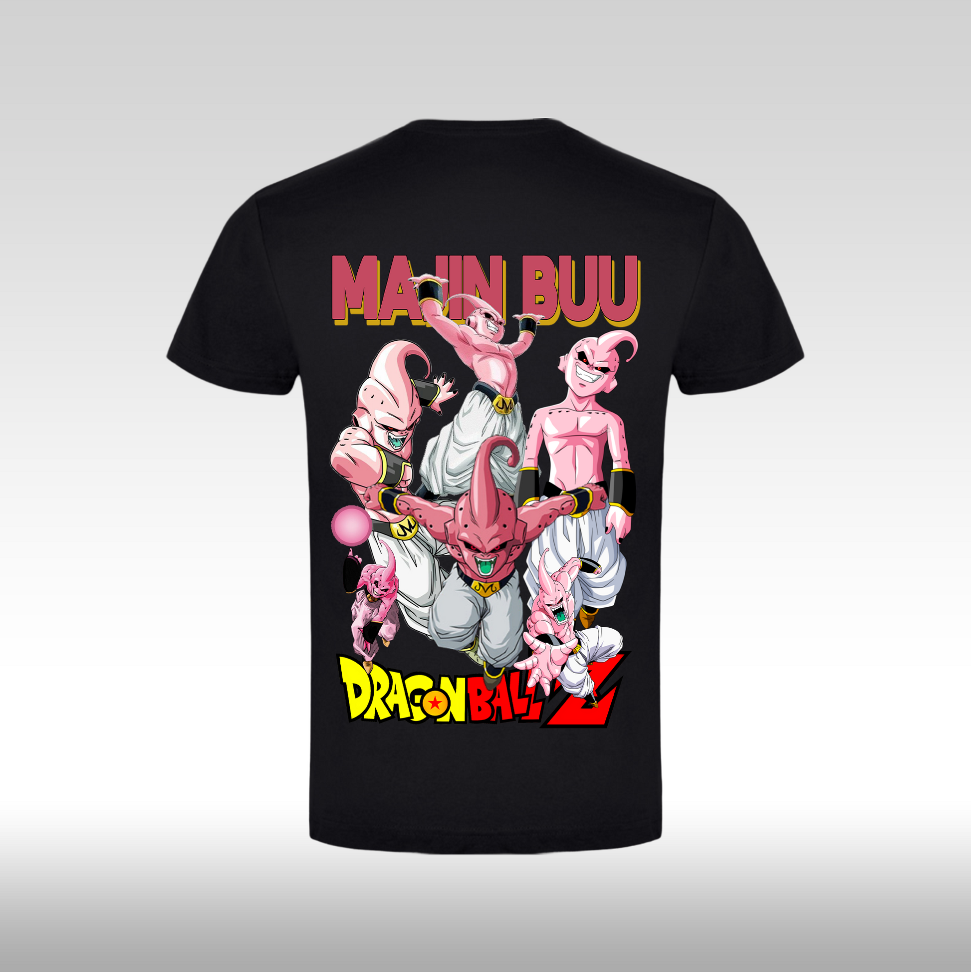 Tricou negru personalizat bumbac Spate anime "Majin Buu" streetwear