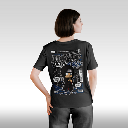 Tricou negru personalizat bumbac Spate Dama anime "Itachi Funko" streetwear