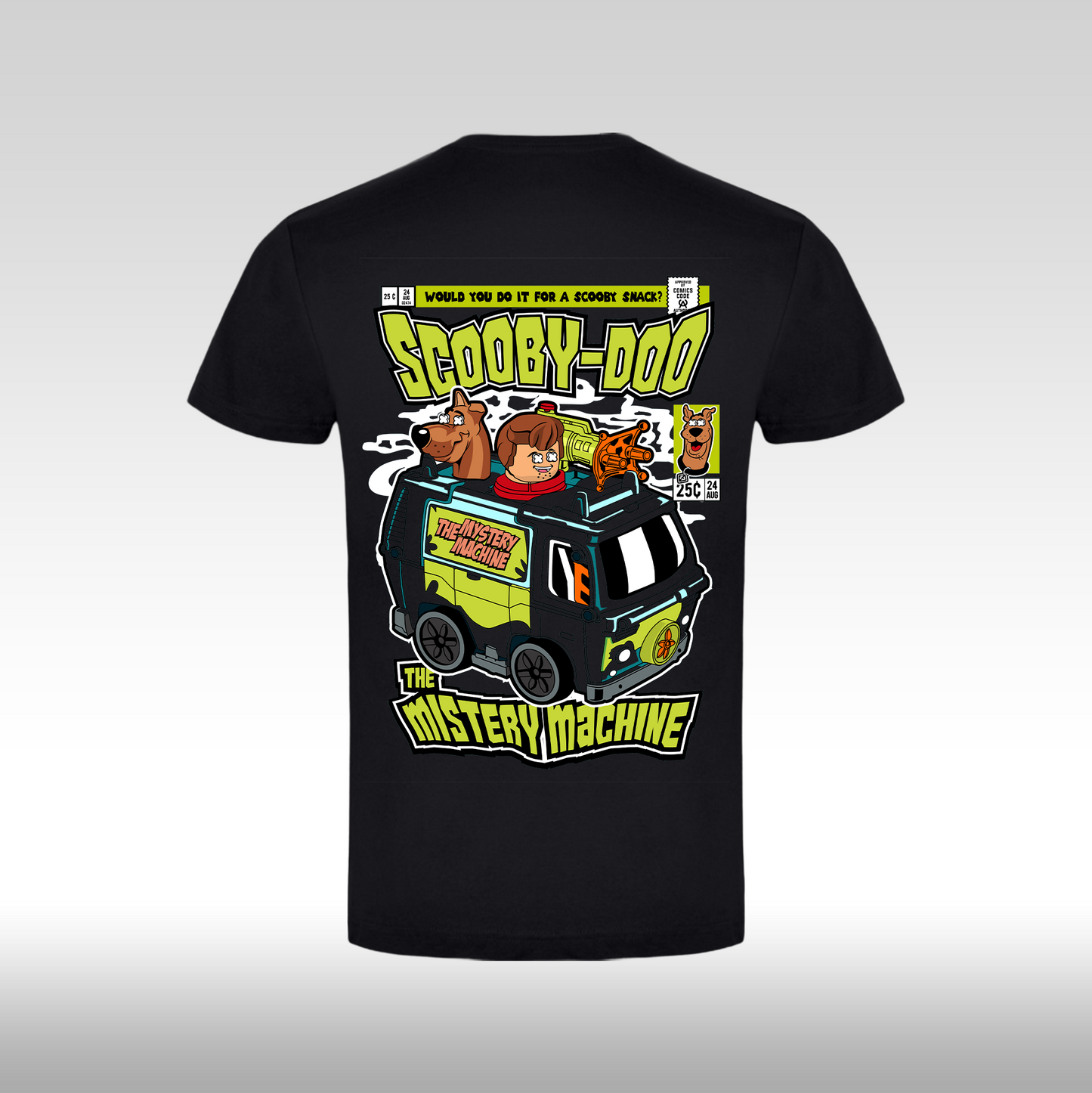 Tricou negru personalizat bumbac Spate desene "Scooby-Doo The Mystery Machine Funko" streetwear