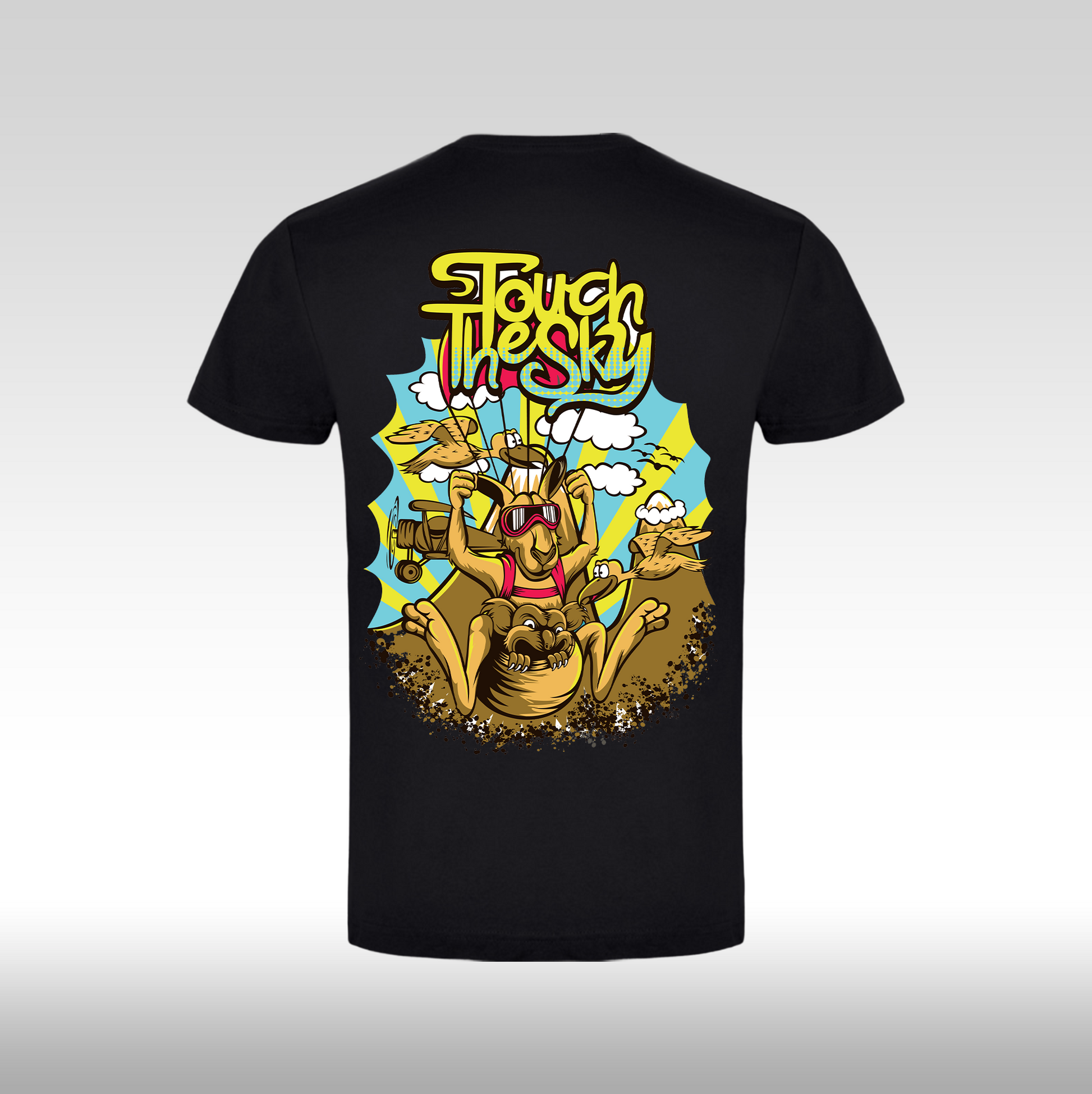 Tricou negru personalizat bumbac Spate urban "Touch The Sky" streetwear