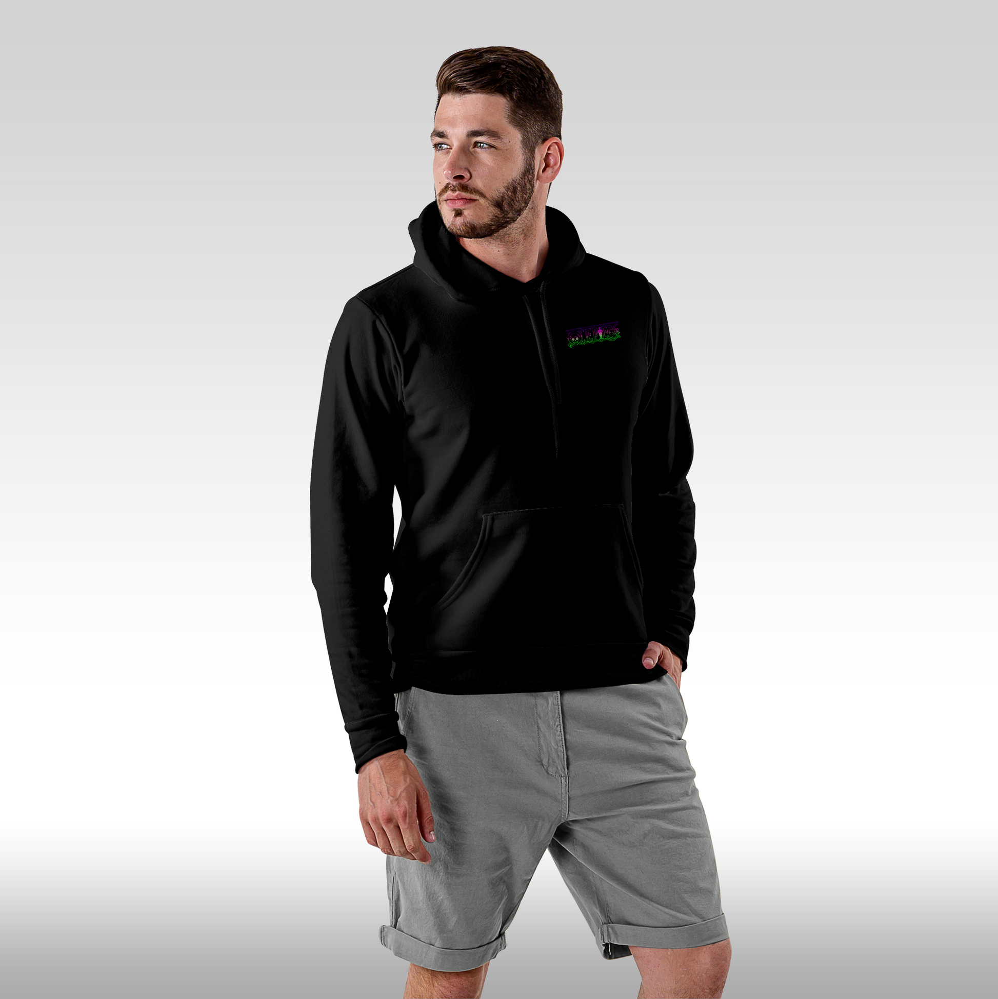 Hanorac Negru personalizat Fata barbat anime "WANTED : Roronoa Zoro" streetwear
