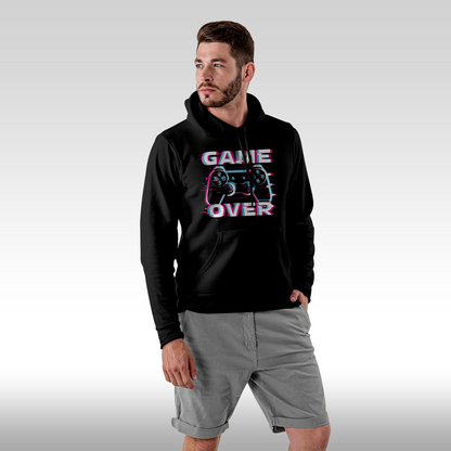 Hanorac Negru personalizat Fata barbat gaming "Game Over" streetwear
