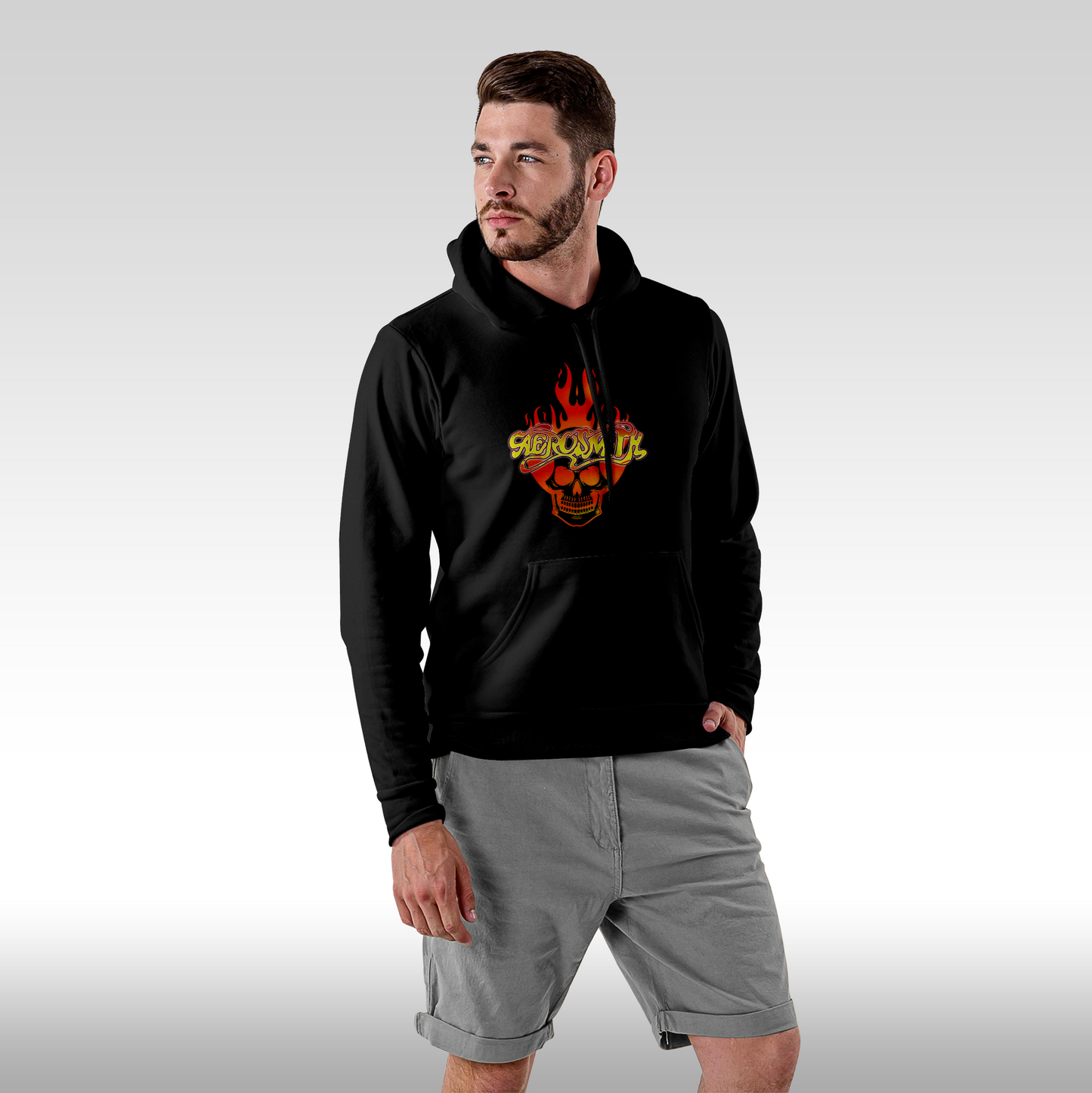 Hanorac Negru personalizat Fata barbat rock "Aerosmith" streetwear
