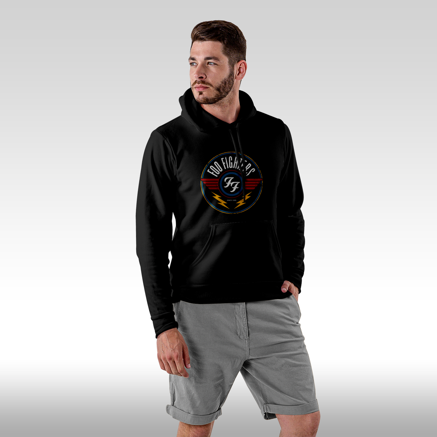 Hanorac Negru personalizat Fata barbat rock "Foo Fighters" streetwear
