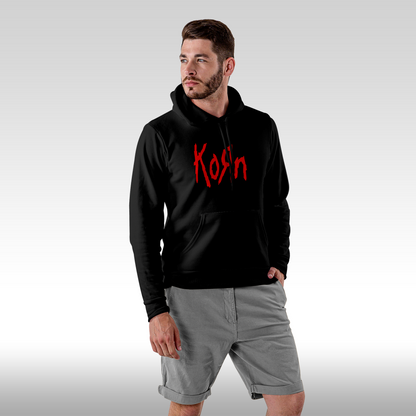Hanorac Negru personalizat Fata barbat rock "Korn" streetwear
