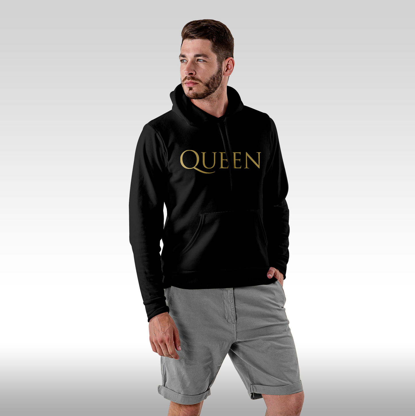 Hanorac Negru personalizat Fata barbat rock "Queen: Rock you" streetwear
