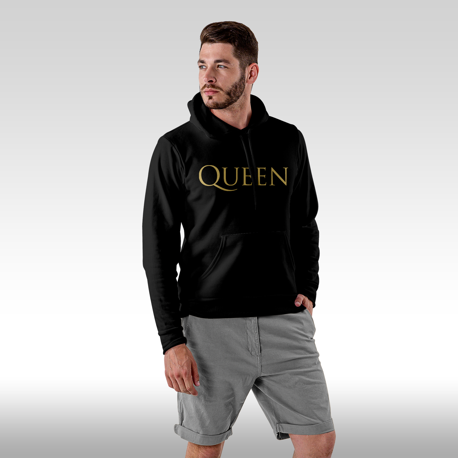 Hanorac Negru personalizat Fata barbat rock "Queen: Rock you" streetwear

