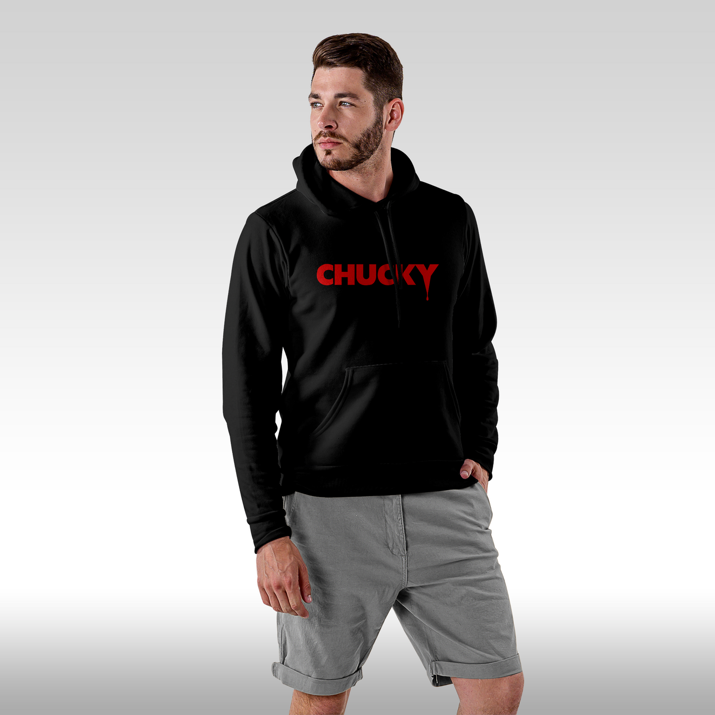 Hanorac Negru personalizat Fata barbat urban "Chucky" streetwear
