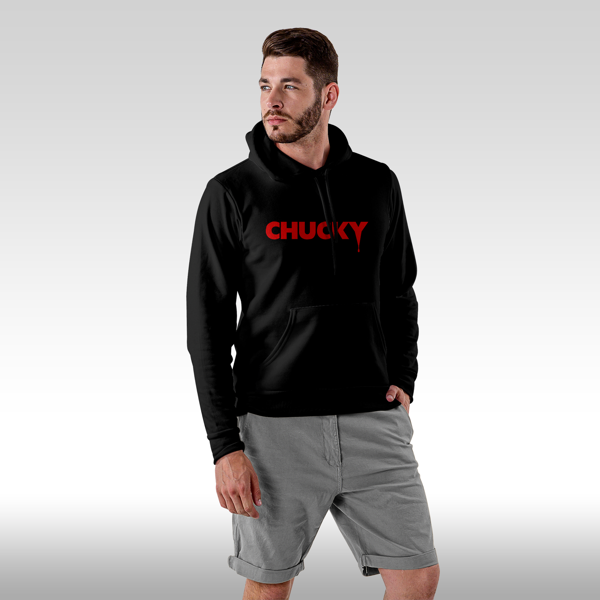 Hanorac Negru personalizat Fata barbat urban "Chucky" streetwear
