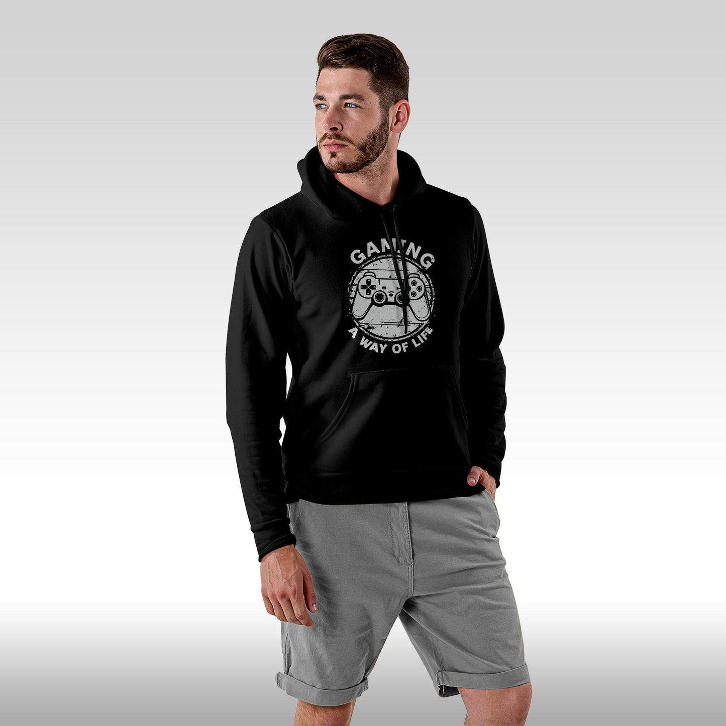 Hanorac Negru personalizat Fata barbat urban "Gaming A Way Of Life" streetwear
