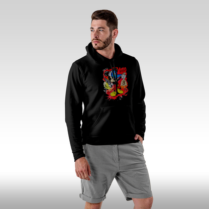Hanorac Negru personalizat Fata barbat urban "Gangsta Mickey Mouse" streetwear
