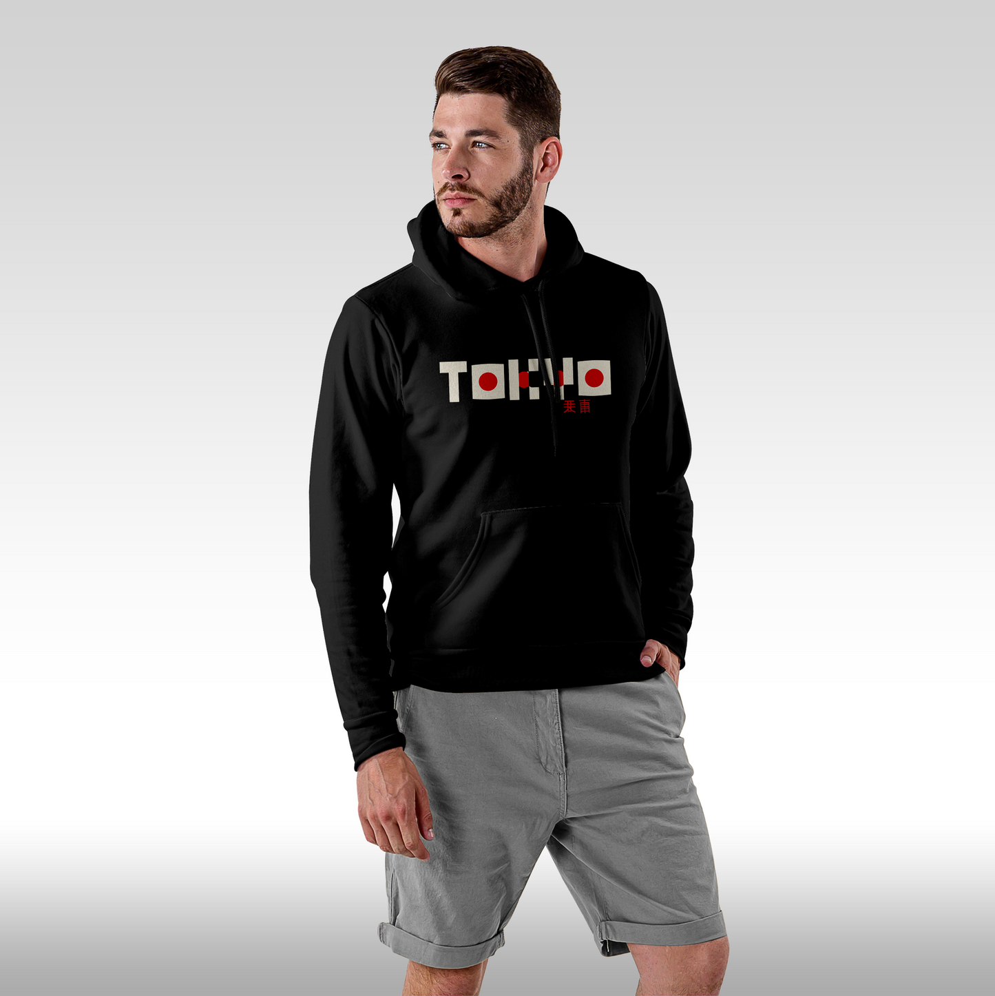 Hanorac Negru personalizat Fata barbat urban "Tokyo Gaming" streetwear
