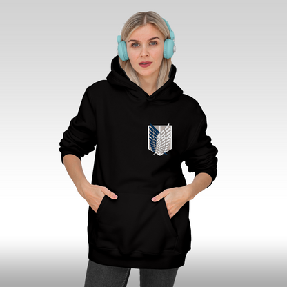Hanorac Negru personalizat Fata Dama anime "Attack On Titan" streetwear
