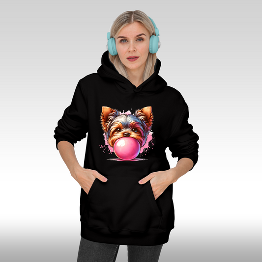 Hanorac Negru personalizat Fata Dama catel "Bubble Puppy" streetwear
