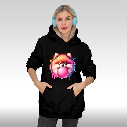 Hanorac Negru personalizat Fata Dama catel pomeranian "Bubble Pup" streetwear
