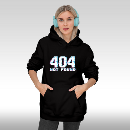 Hanorac Negru personalizat Fata Dama gaming "404 Not Found" streetwear
