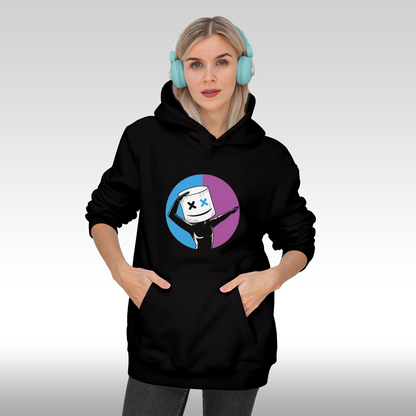 Hanorac Negru personalizat Fata Dama gaming "Marshmello Blue-Purple" streetwear
