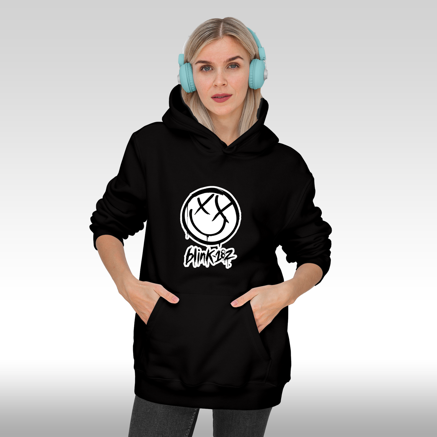 Hanorac Negru personalizat Fata Dama punk rock "Blink 182" streetwear
