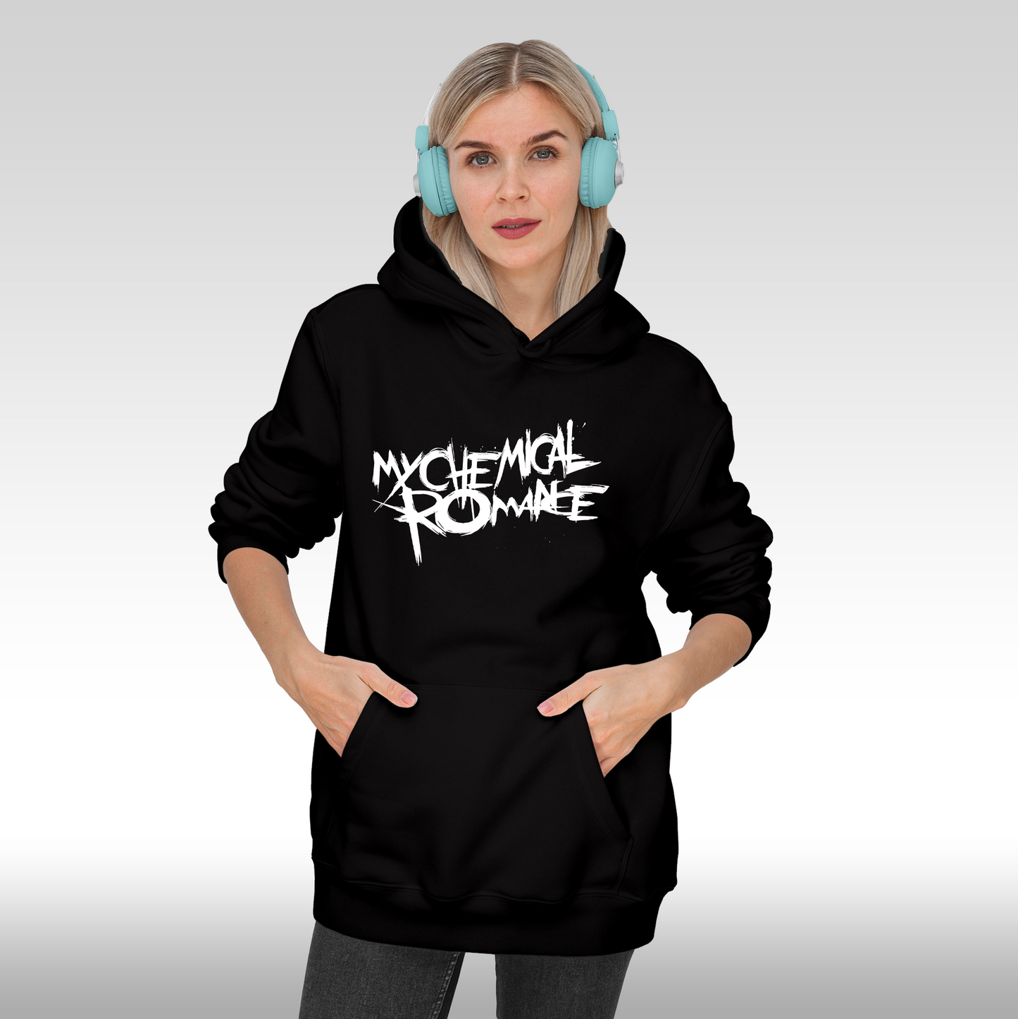 Hanorac Negru personalizat Fata Dama rock "Black Parade" streetwear
