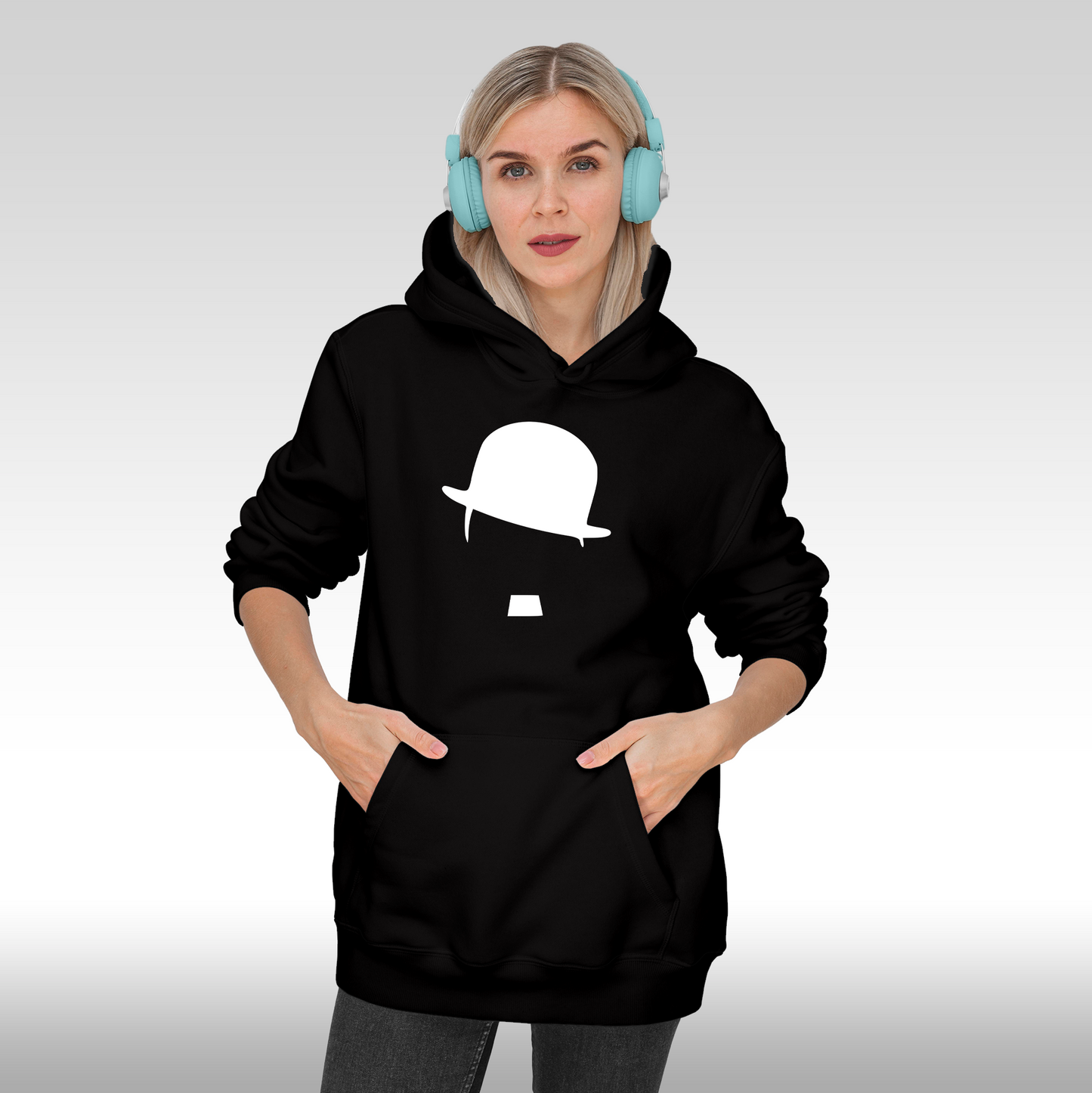 Hanorac Negru personalizat Fata Dama urban "Charlie Chaplin" streetwear
