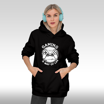 Hanorac Negru personalizat Fata Dama urban "Gaming A Way Of Life" streetwear
