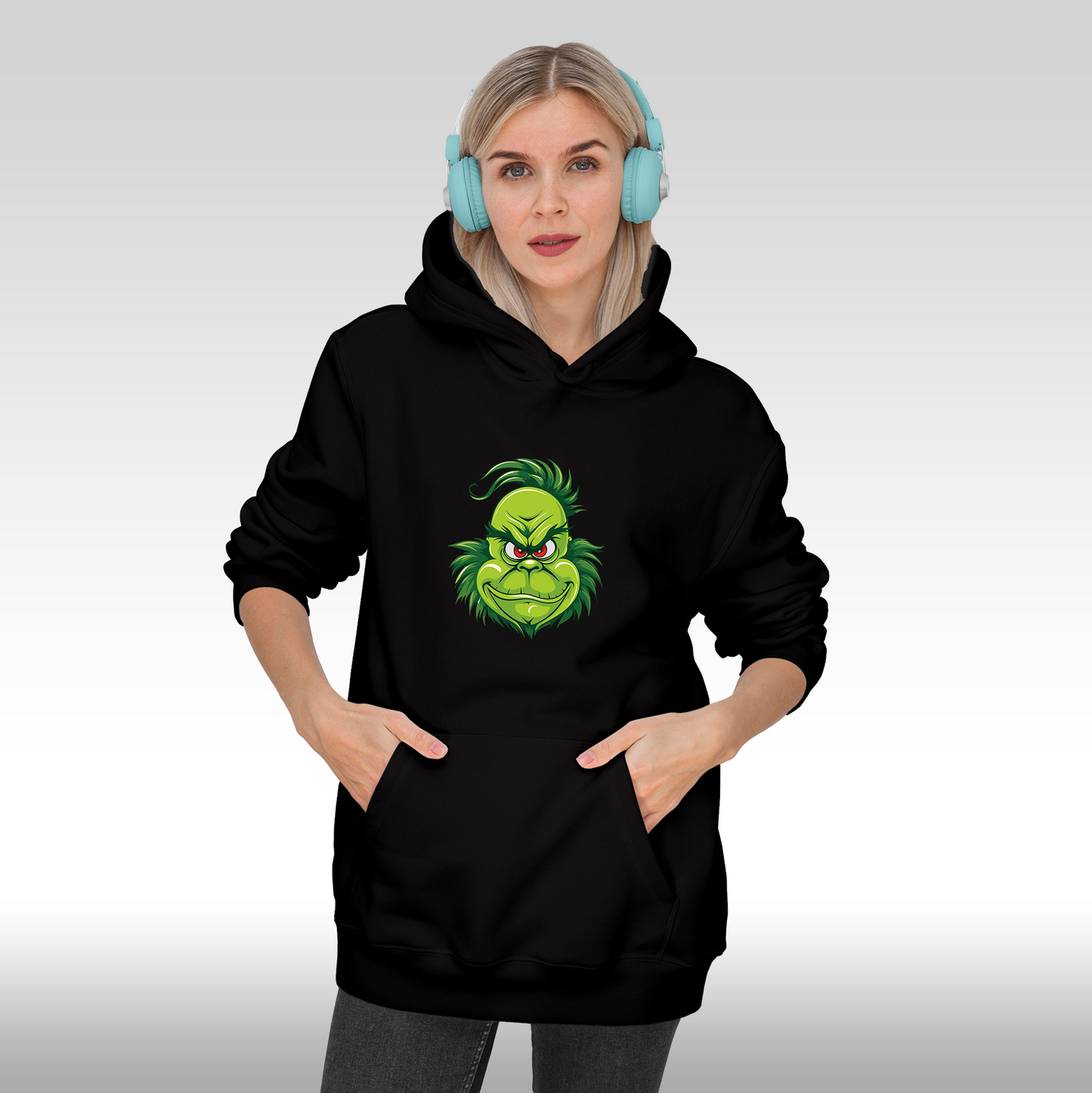 Hanorac Negru personalizat Fata Dama urban "Grinch" streetwear

