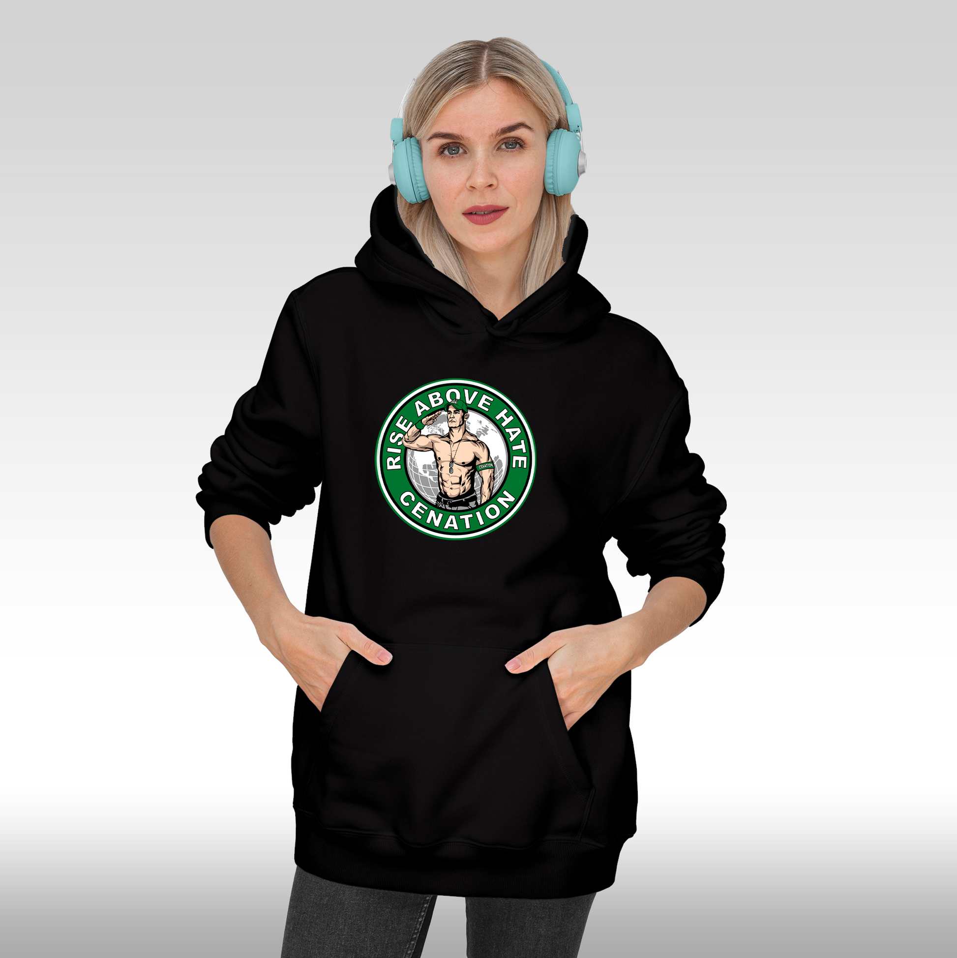 Hanorac Negru personalizat Fata Dama urban "John Cena" streetwear
