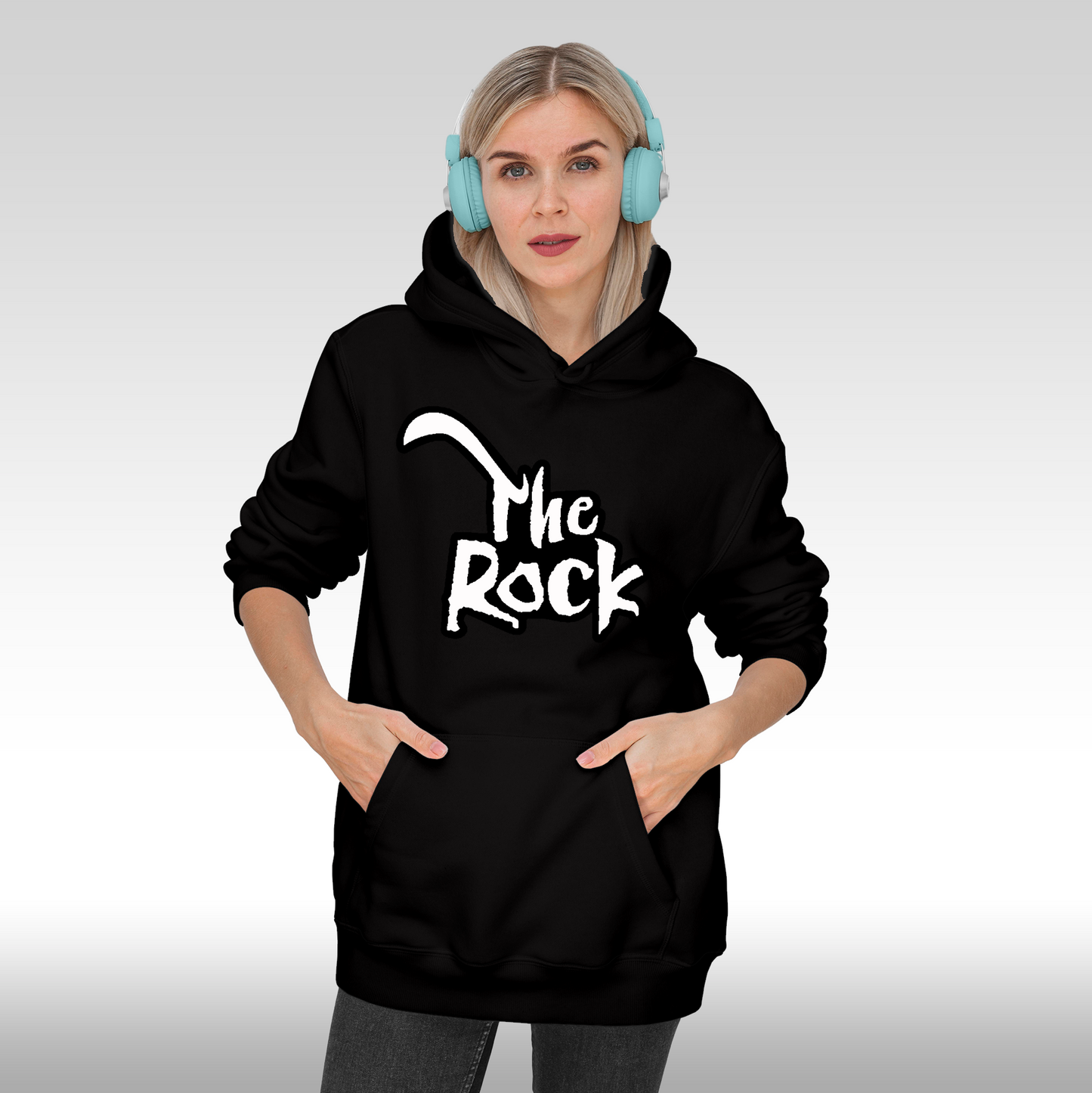 Hanorac Negru personalizat Fata Dama urban "The Rock" streetwear
