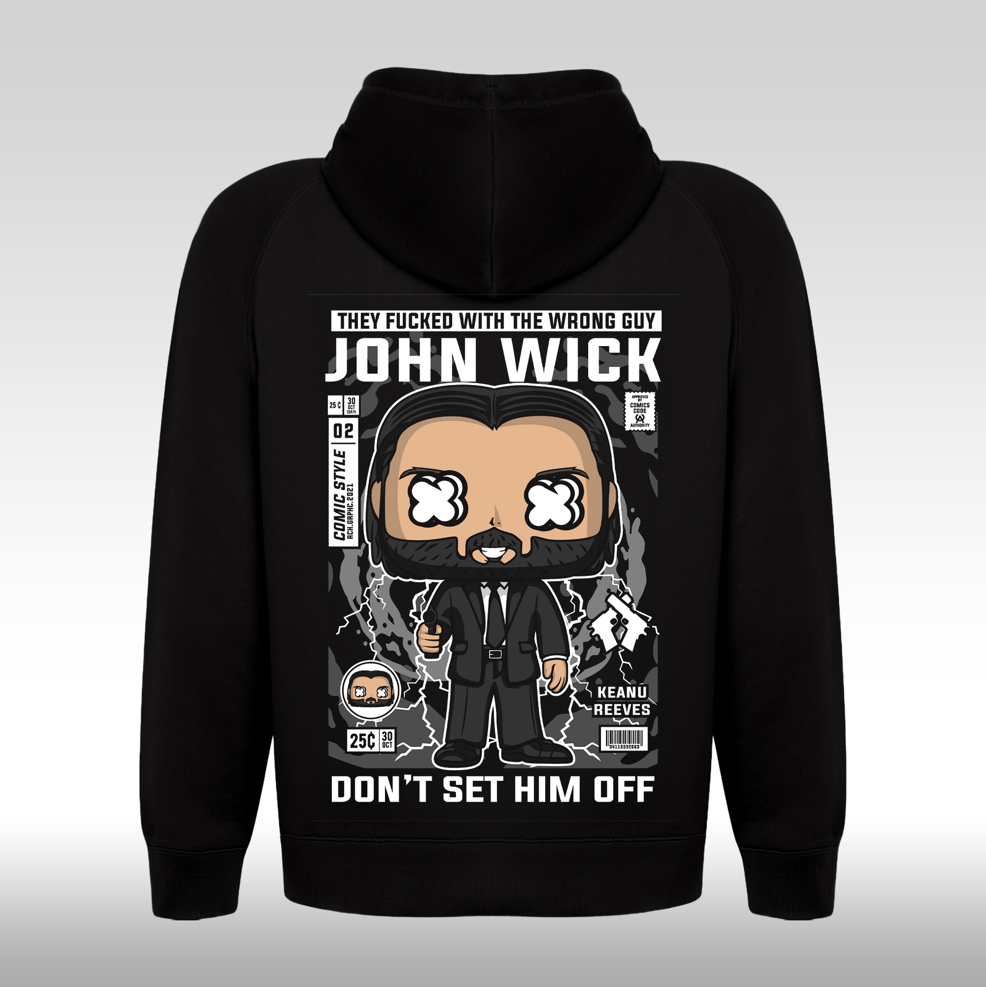 Hanorac Negru personalizat spate urban "John wick" streetwear
