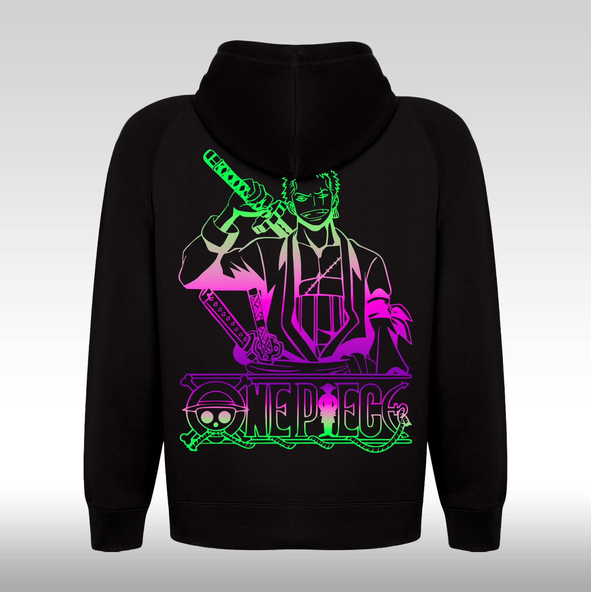 Hanorac Negru personalizat anime "WANTED : Roronoa Zoro" streetwear
