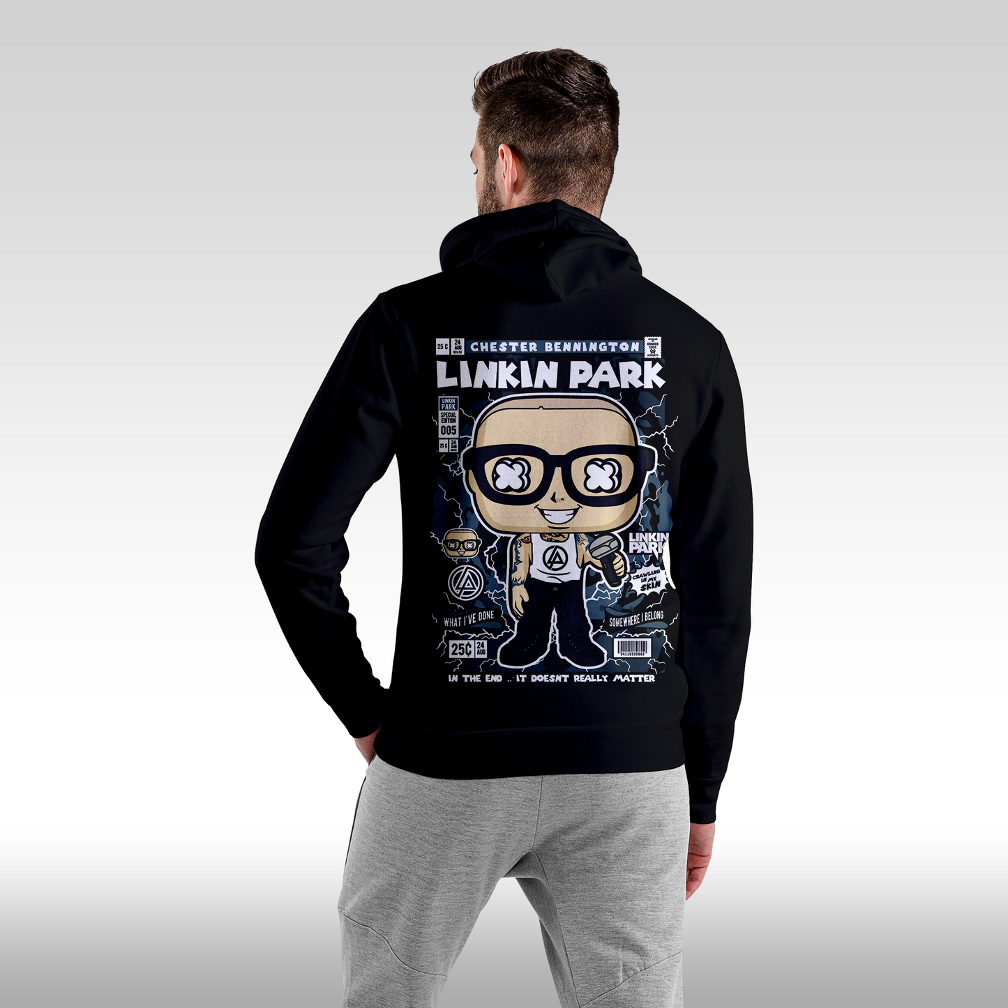 Hanorac Negru personalizat spate barbat rock "Linkin Park" streetwear
