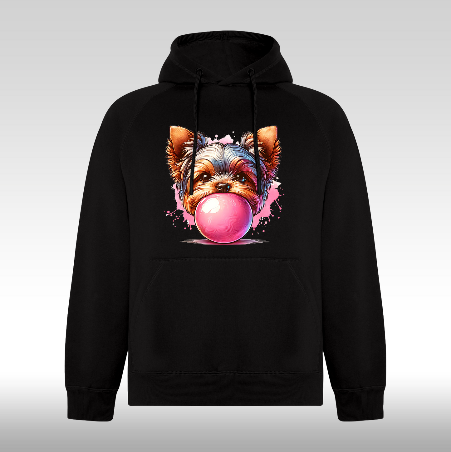 Hanorac negru personalizat Fata Dama catel "Bubble Puppy" streetwear
