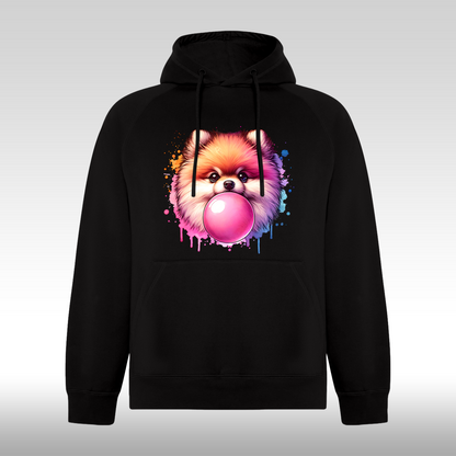 Hanorac Negru personalizat Fata Dama catel pomeranian "Bubble Pup" streetwear
