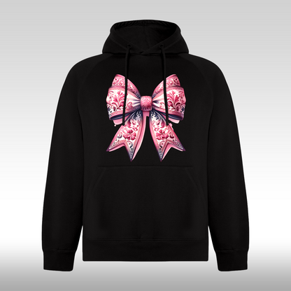 Hanorac Negru personalizat Dama fundita roz "Floral Ribbon" streetwear
