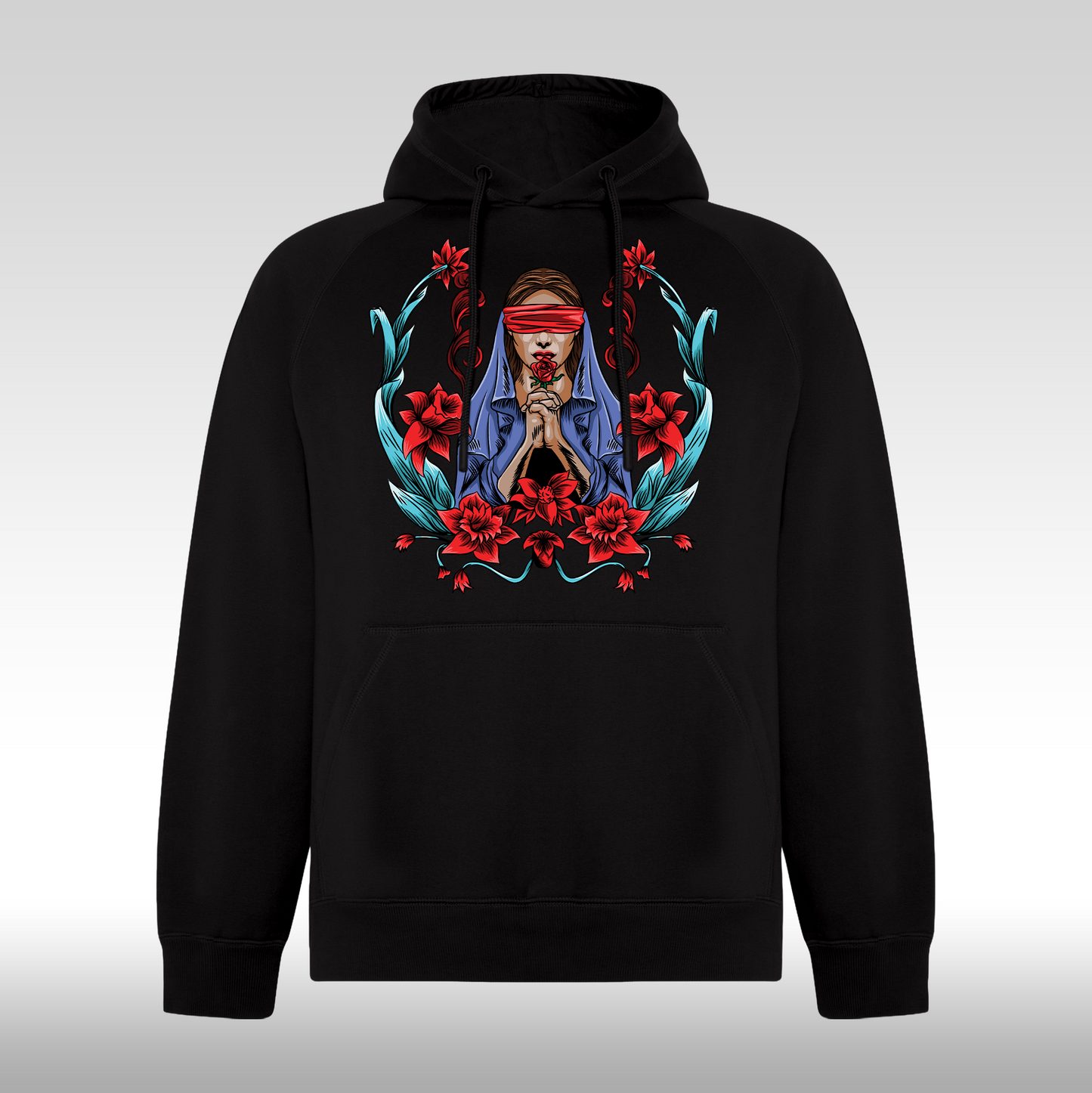 Hanorac Negru personalizat Fata Dama urban "Red Faith" streetwear
