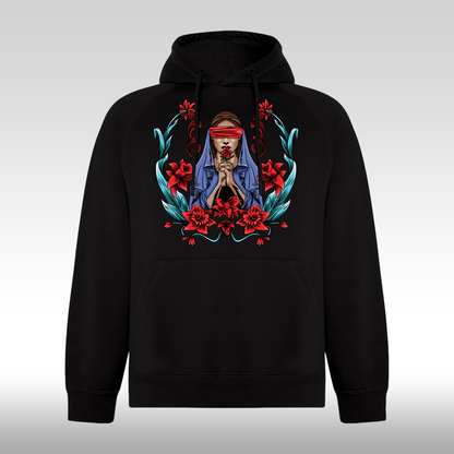 Hanorac Negru personalizat Fata Dama urban "Red Faith" streetwear
