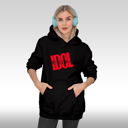 Hanorac Negru personalizat fata dama rock "Billy Idol" streetwear
