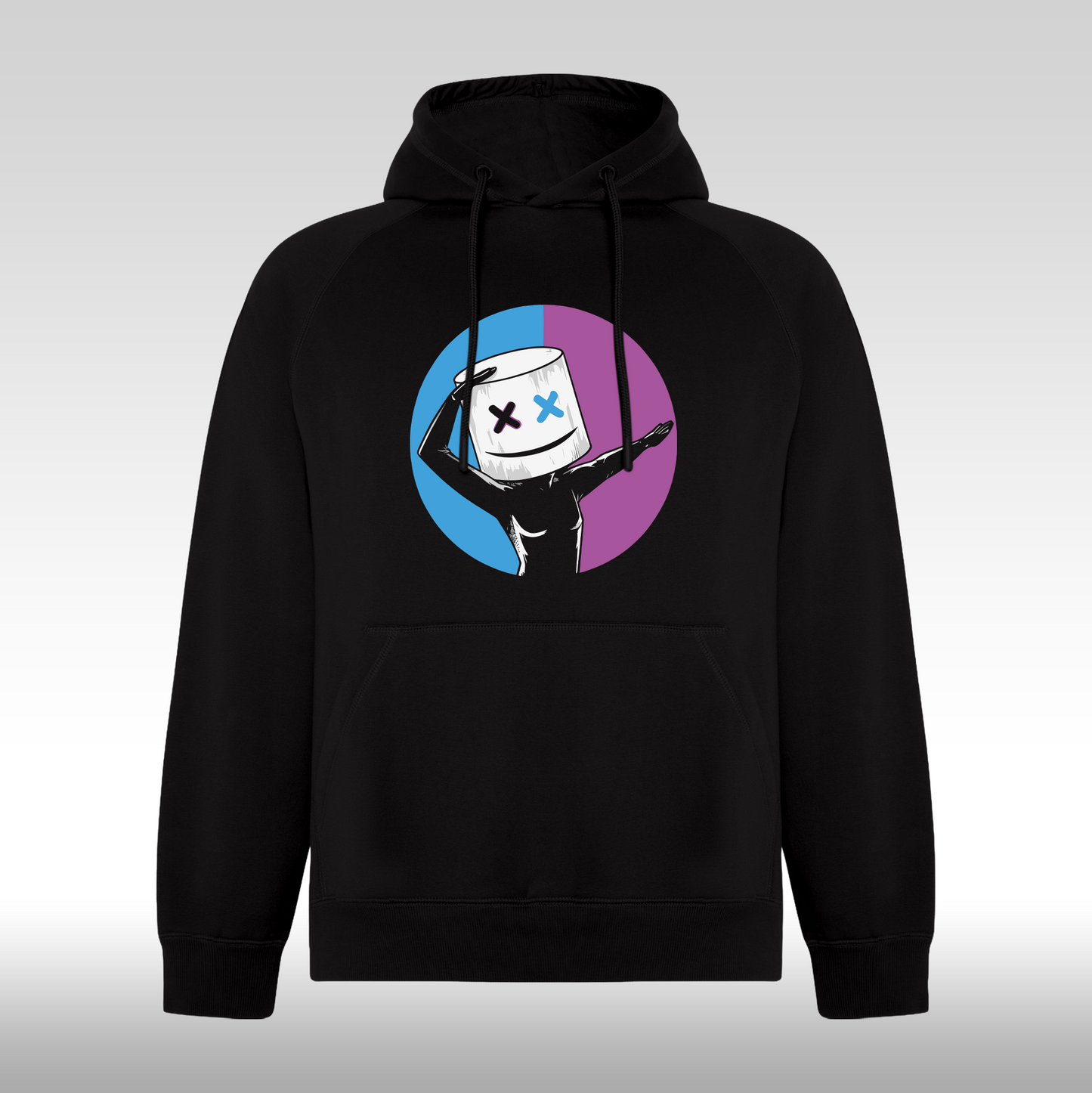 Hanorac Negru personalizat gaming "Marshmello Blue-Purple" streetwear
