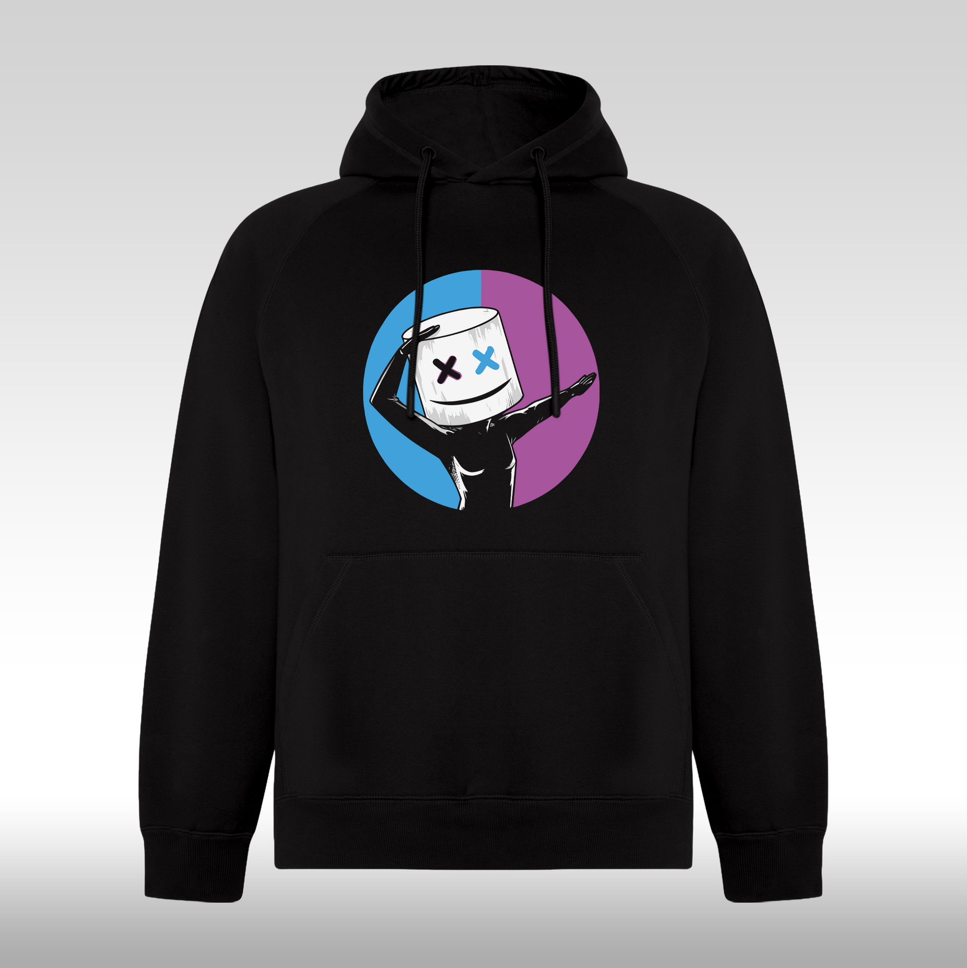 Hanorac Negru personalizat gaming "Marshmello Blue-Purple" streetwear
