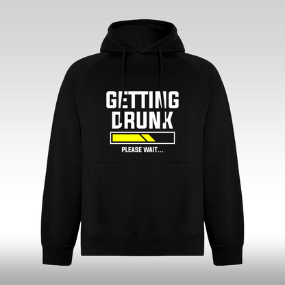 Hanorac Negru personalizat mesaj "Getting Drunk, Please Wait" streetwear
