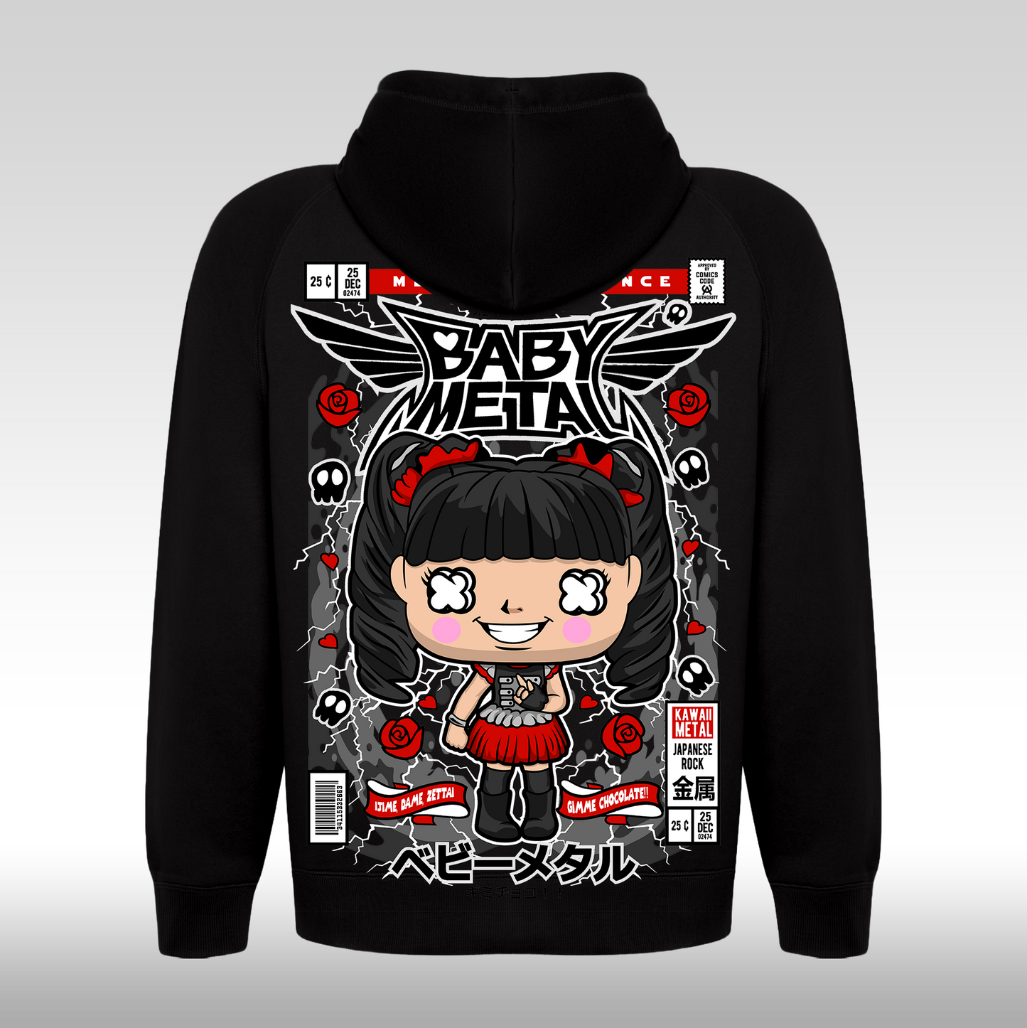 Hanorac Negru personalizat spate rock "Baby Metal" streetwear
