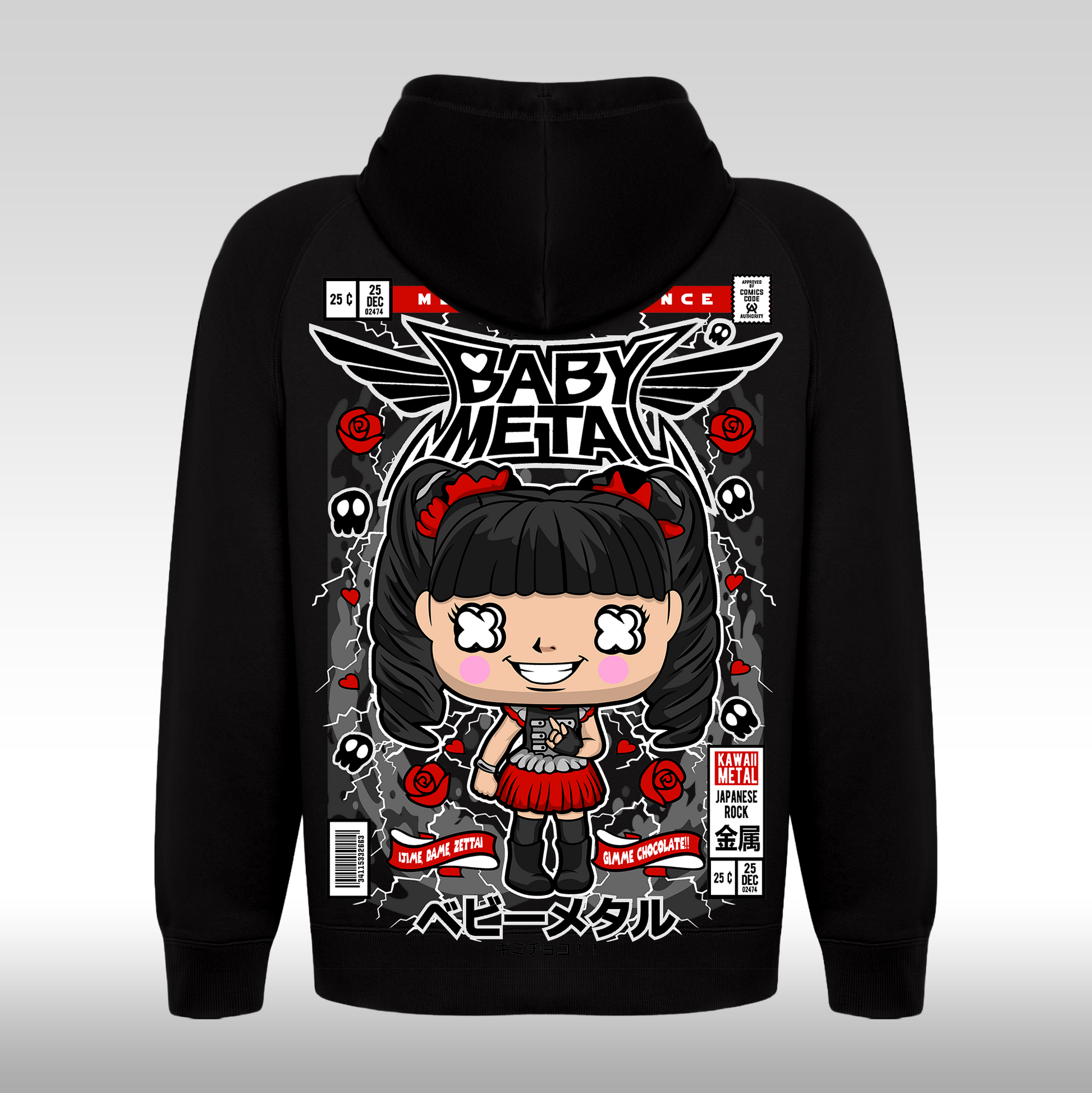 Hanorac Negru personalizat spate rock "Baby Metal" streetwear
