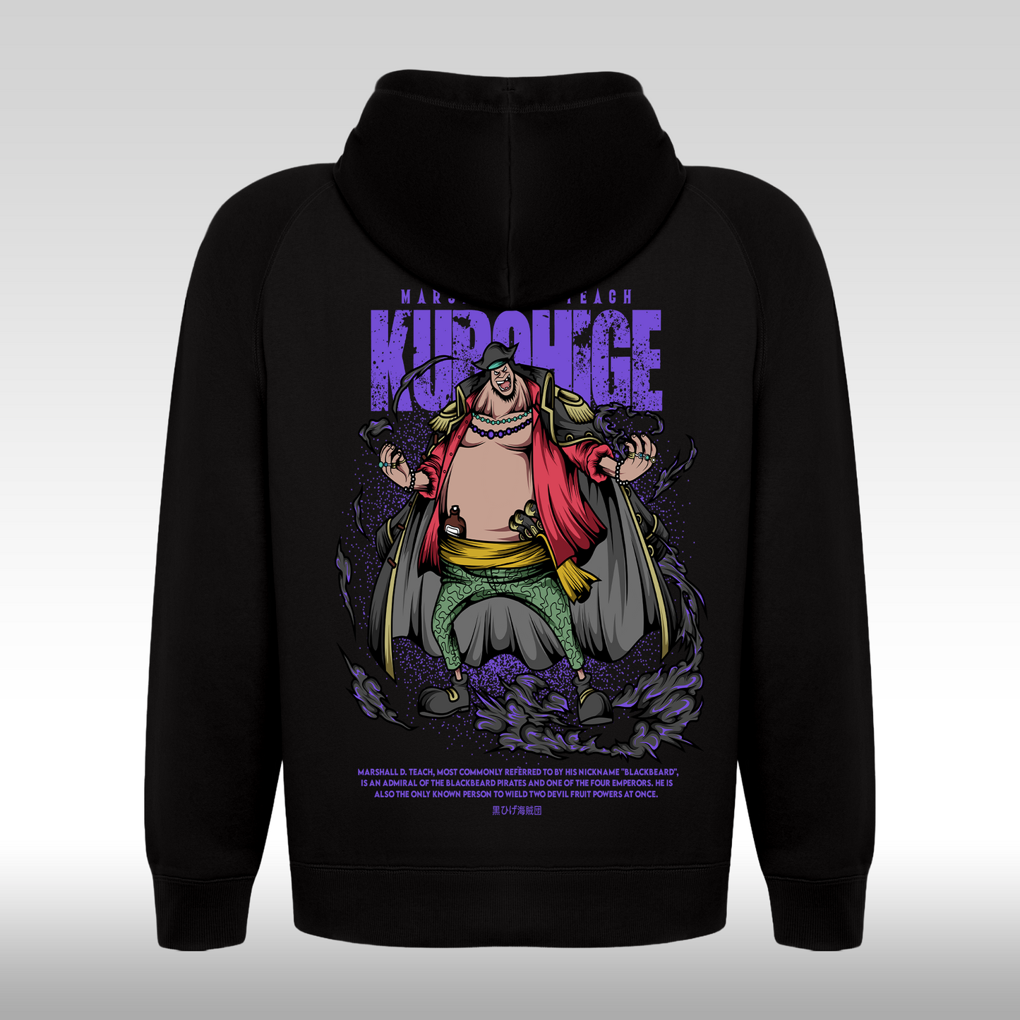 Hanorac Negru personalizat spate anime "Blackbeard" streetwear
