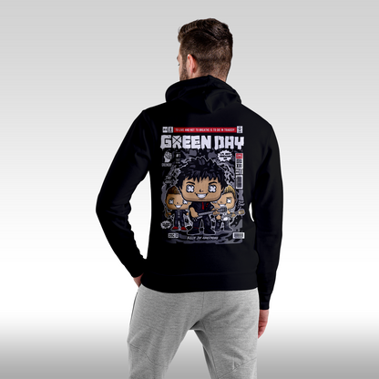 Hanorac Negru personalizat spate barbat punk-rock "Green Day" streetwear
