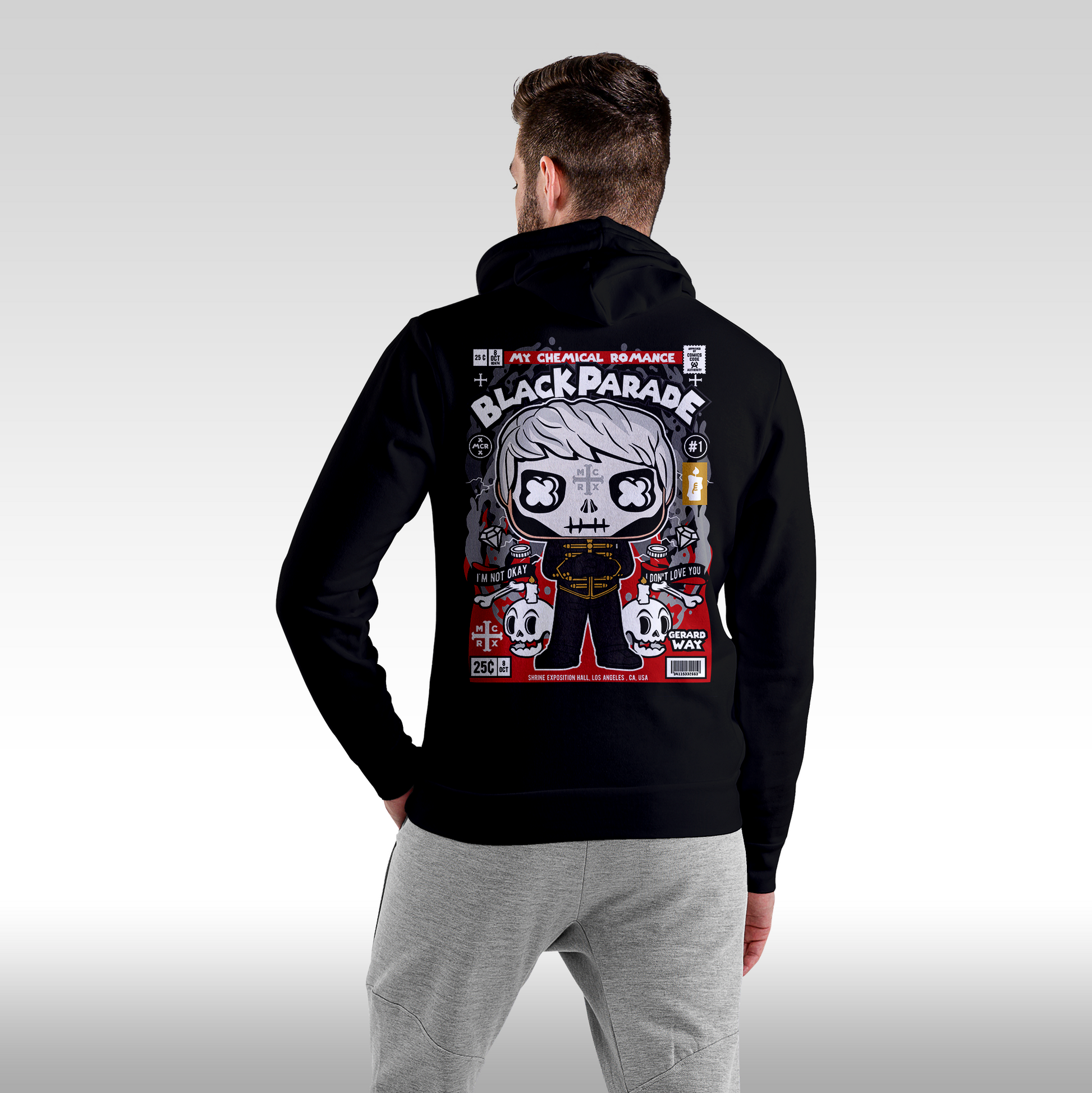 Hanorac Negru personalizat spate barbat rock "Black Parade" streetwear
