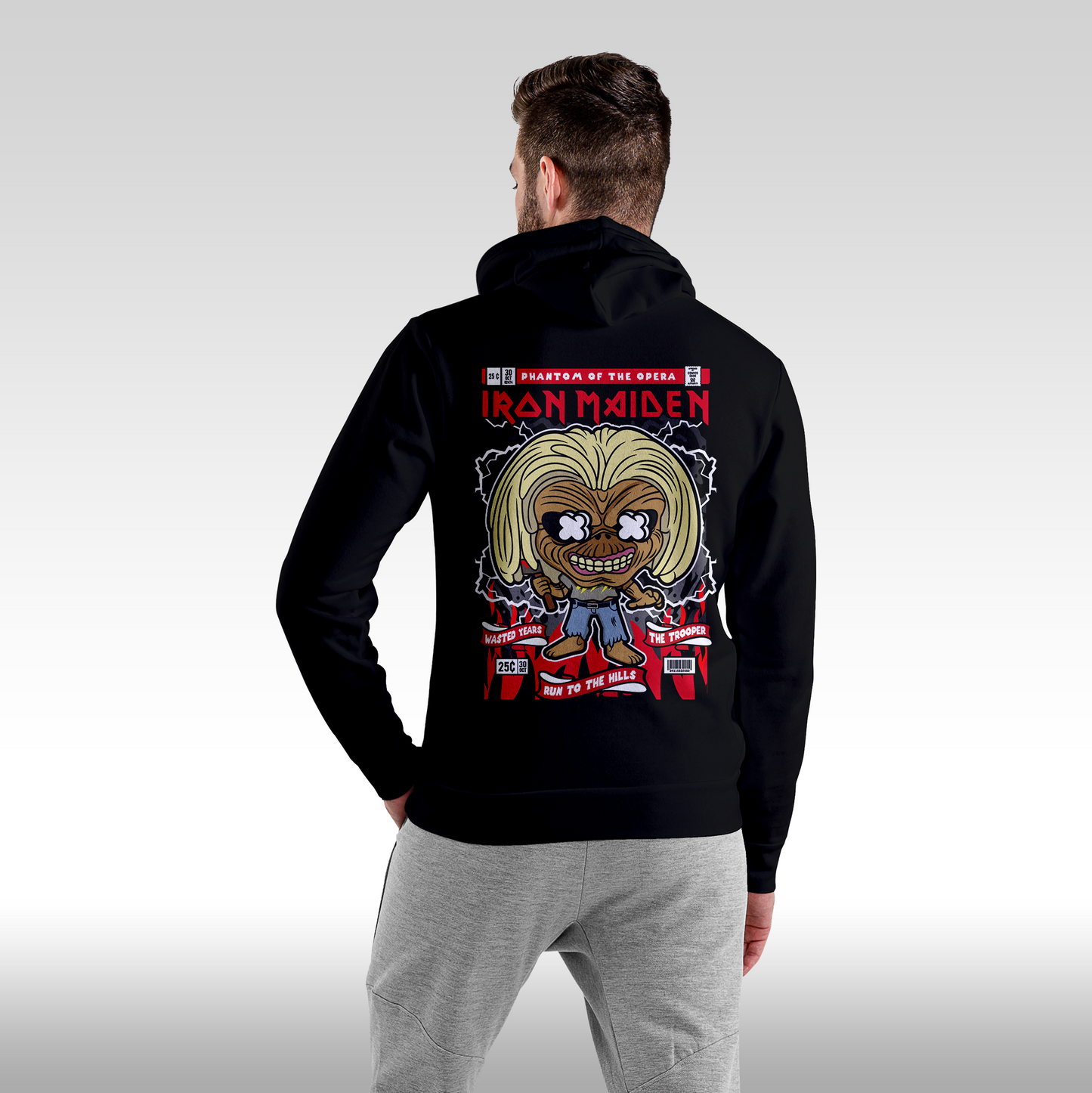 Hanorac Negru personalizat spate barbat rock "Iron Maiden" streetwear
